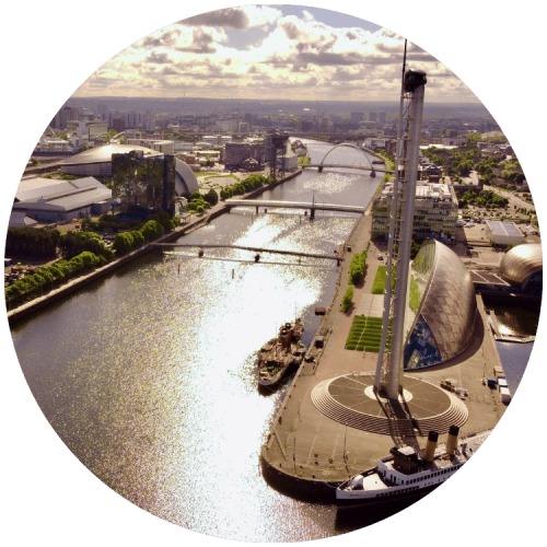 View of the river Clyde and Glasgow Science Centre