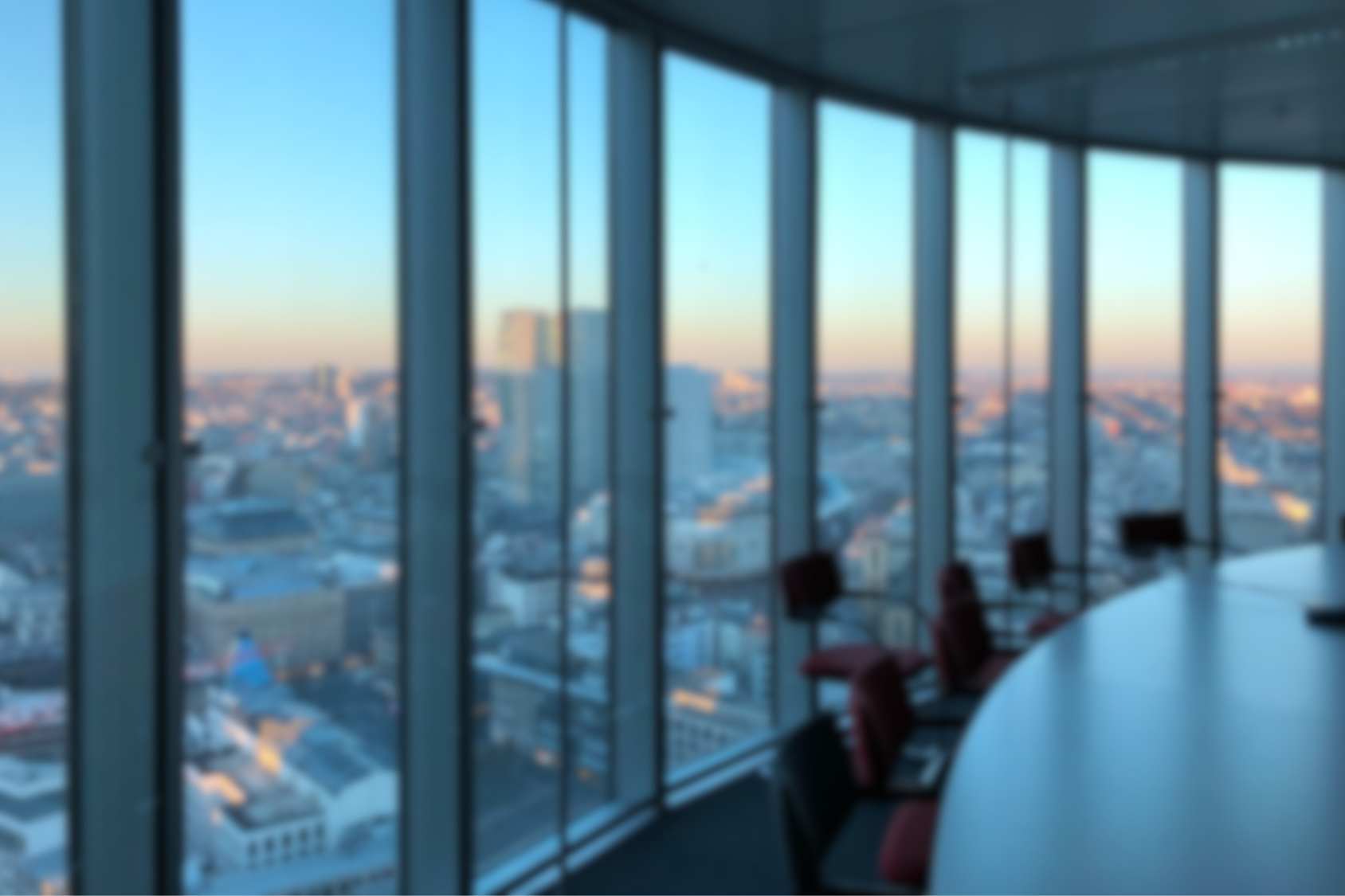 windows looking out onto city