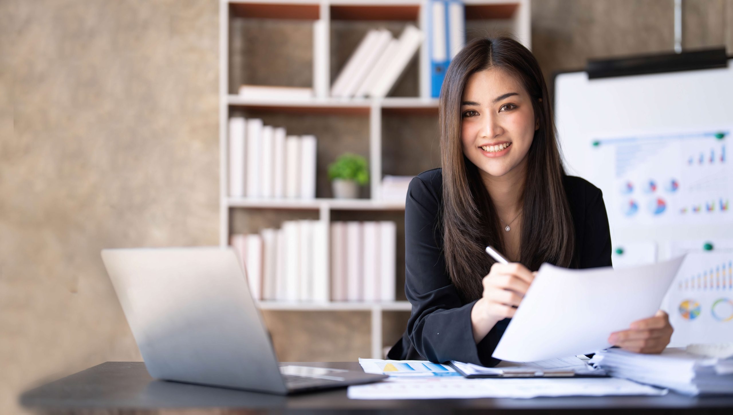 office administrator at desk