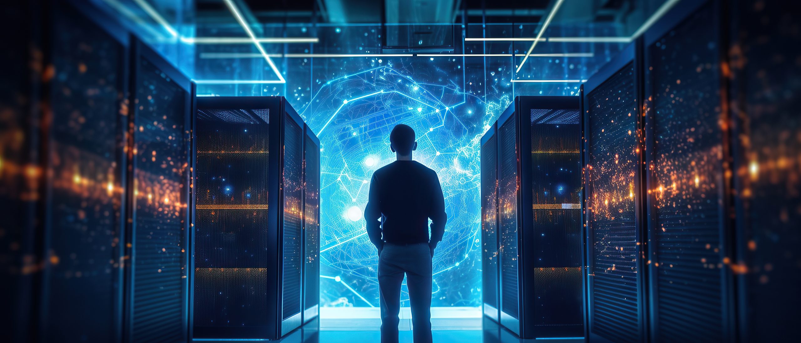 man standing in datacentre