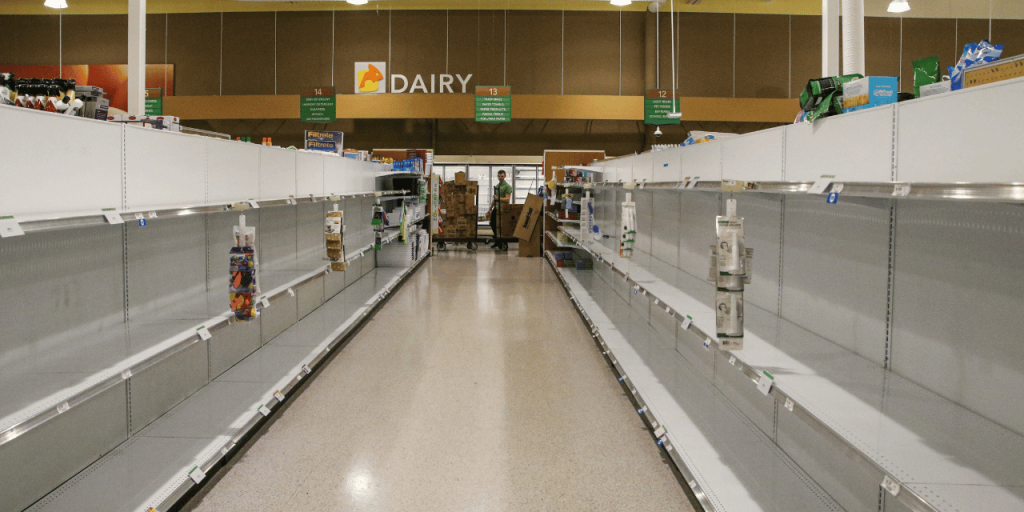 Empty Supermarket Shelves